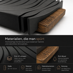 Detailansicht des schwarzen PLA-CF-Oberteils und des braunen PLA-Wood-Unterteils.