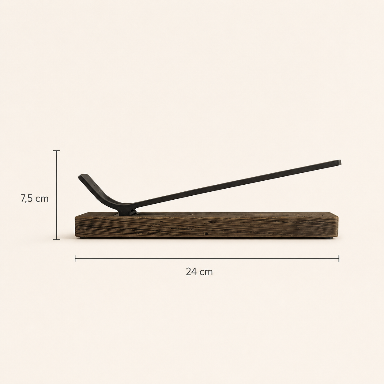 Vionel Sora Räucherstäbchenhalter in Seitenansicht mit Maßangaben 24 cm Länge und 7,5 cm Höhe